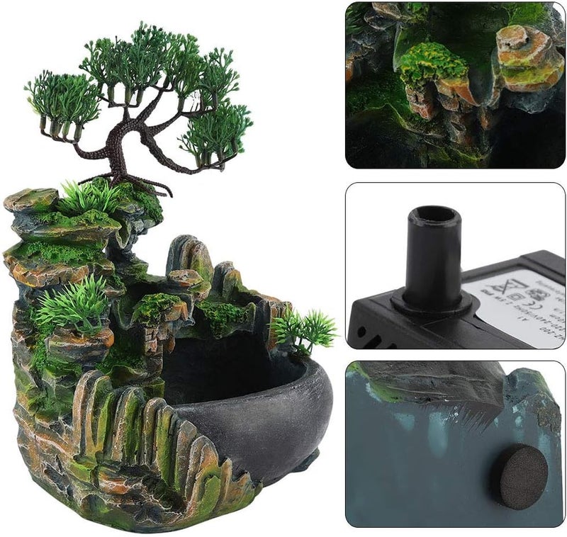 AUDBUA Small Waterfall Rockery Fountain Humidifier for Home Living Room Decor (US Plug 110V) - Image 3