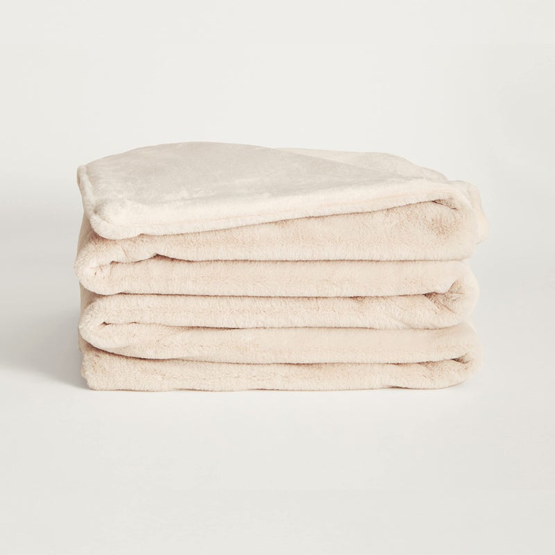 UnHide Lil Marsh  Faux Fur Blanket  Durable Lightweight Extra Soft Blanket  Machine Washable  Add a Layer of Softness to Any Bed Couch or Reading Chair  Beige Bear Medium 60 x 80