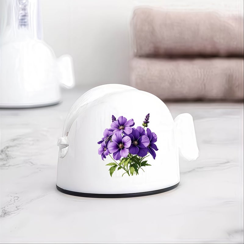Purple Floral Pattern Easy Squeeze Toothpaste Dispenser Manual Bathroom Accessory - Image 5