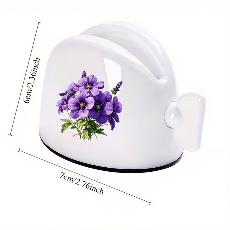 Purple Floral Pattern Easy Squeeze Toothpaste Dispenser Manual Bathroom Accessory - Image 3