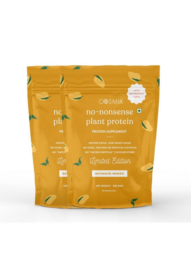 Cosmix No-Nonsense Plant Protein | 23g Protein/Serve | Ratnagiri Mango | Pea & Rice Isolate | Easy To Digest | All Essential Amino Acids - 1kg (500g x 2) - Image 1