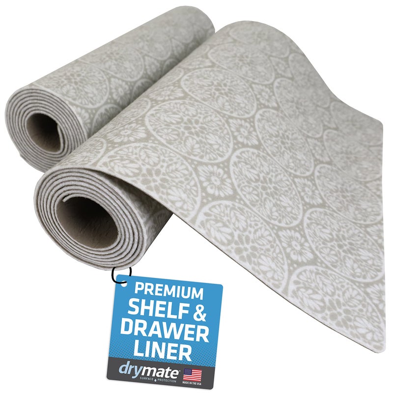 Drymate Premium Luxury Shelf & Drawer Liner, Thick Cushioned Fabric, Non-Adhesive, Absorbent, Waterproof, Slip-Resistant, Liners for Kitchen Cabinets, Cupboards (USA Made)(12â€x59â€)(2-Pack)(Tan) - Image 1