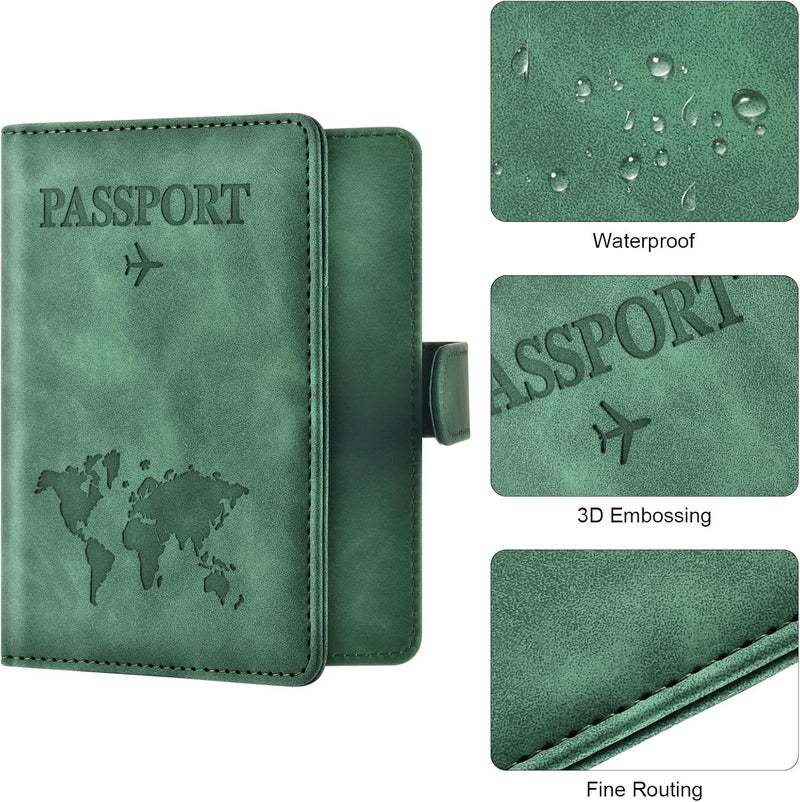 Eoehro Passport Holder for Travel Essentials, Passport Wallet Cover Case for Travel Must Haves Accessories,Passport Book Holders for Women and Men(dark green) - Image 5