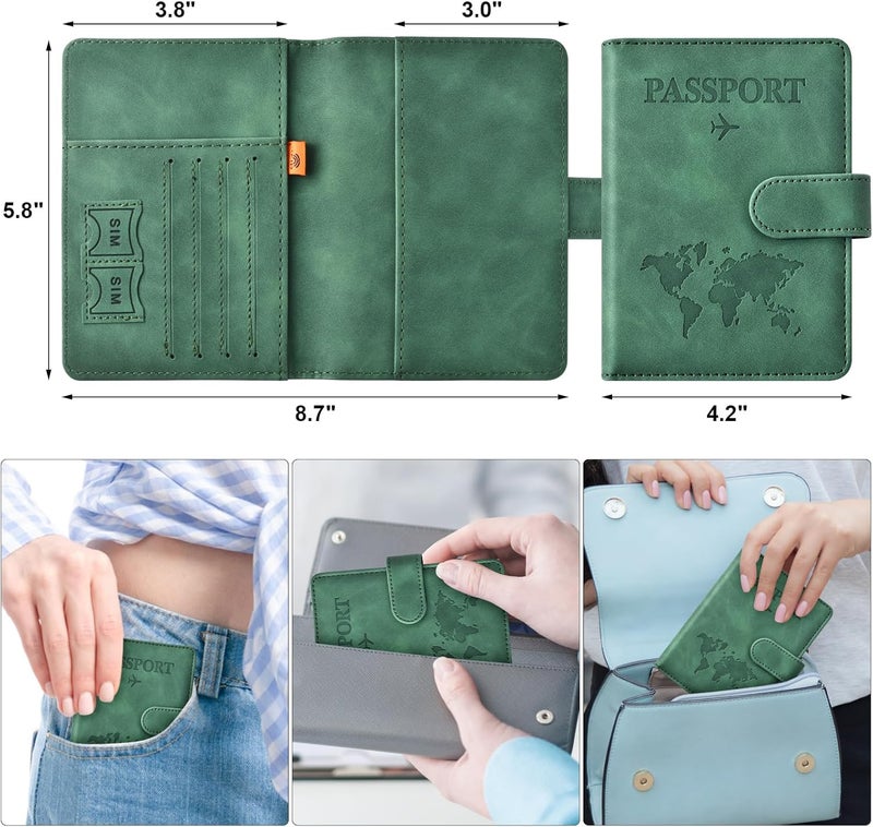 Eoehro Passport Holder for Travel Essentials, Passport Wallet Cover Case for Travel Must Haves Accessories,Passport Book Holders for Women and Men(dark green) - Image 2