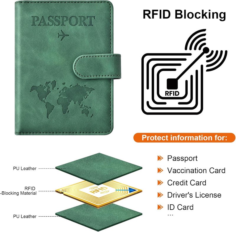 Eoehro Passport Holder for Travel Essentials, Passport Wallet Cover Case for Travel Must Haves Accessories,Passport Book Holders for Women and Men(dark green) - Image 4