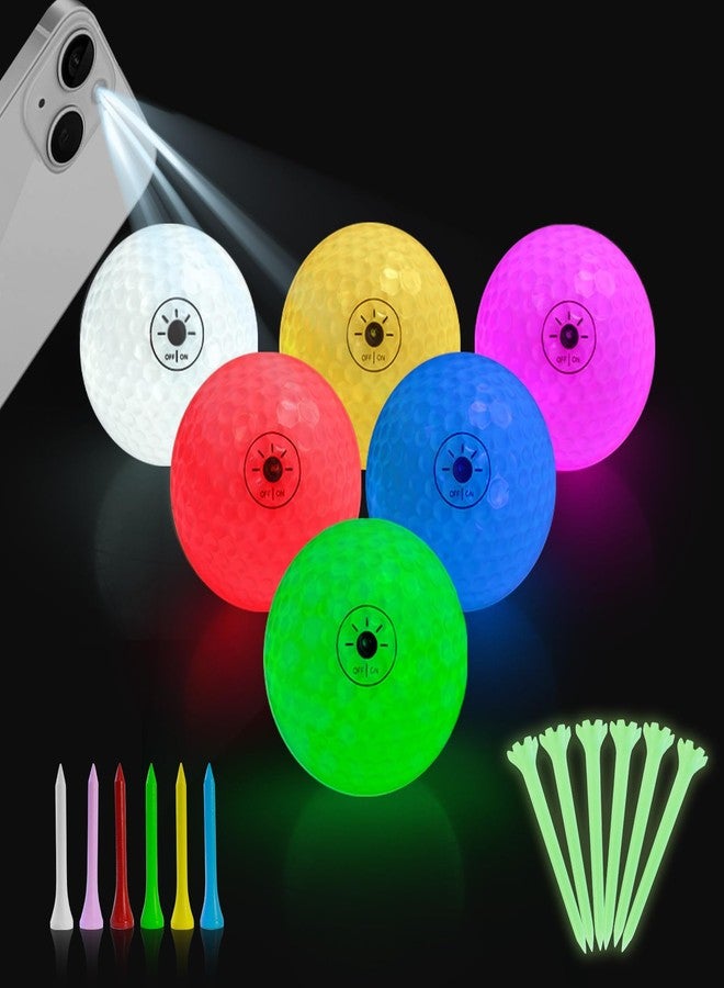 Crestgolf Glow in The Dark Golf Balls - Light Activated 6-Color LED Night Balls- with 12 Golf Tees and Storage Bag - Fun Golfing Gift for Men and Women - Image 1
