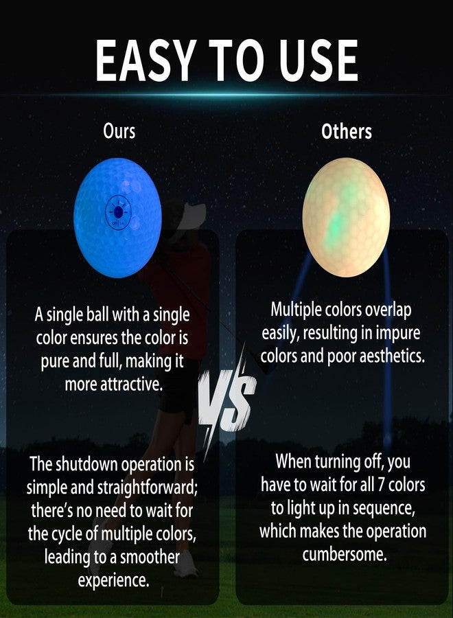 Crestgolf Glow in The Dark Golf Balls - Light Activated 6-Color LED Night Balls- with 12 Golf Tees and Storage Bag - Fun Golfing Gift for Men and Women - Image 5