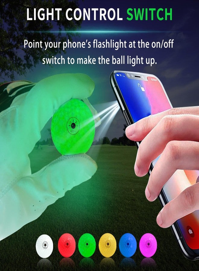 Crestgolf Glow in The Dark Golf Balls - Light Activated 6-Color LED Night Balls- with 12 Golf Tees and Storage Bag - Fun Golfing Gift for Men and Women - Image 2