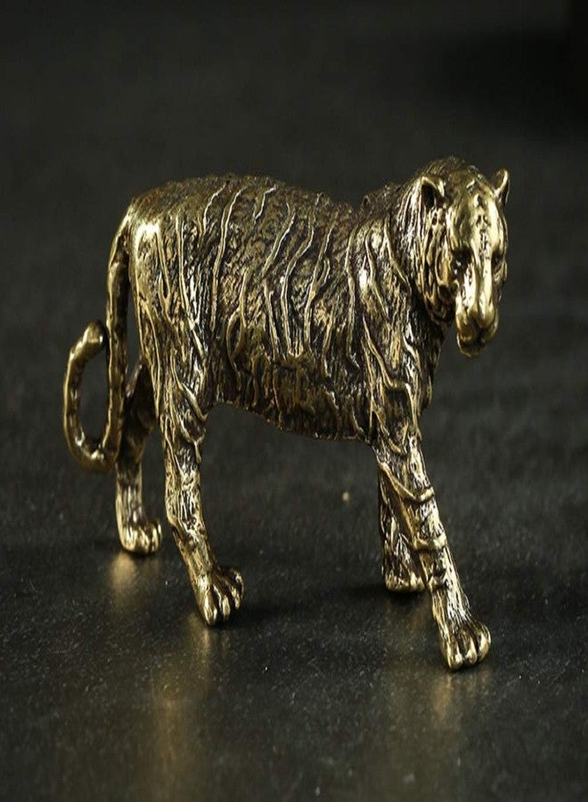 DMtse Chinese Feng Shui Brass Stripe Tiger Decor Statue Figurines for Wisdom Animal Sculpture Collectibles Gift - Image 4