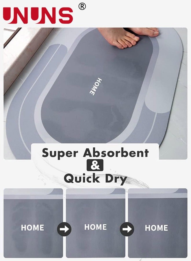 UNUNS Diatom Round Bathroom Mat,Anti-Slip Bathroom Floor Mat,Quick Drying,Super Absorbent,Easy Cleaning,Floor Mat,Door Mat,Bath Rugs,Carpet For Bathroom Toilet Kitchen Entrance,Grey 40x60cm - Image 2