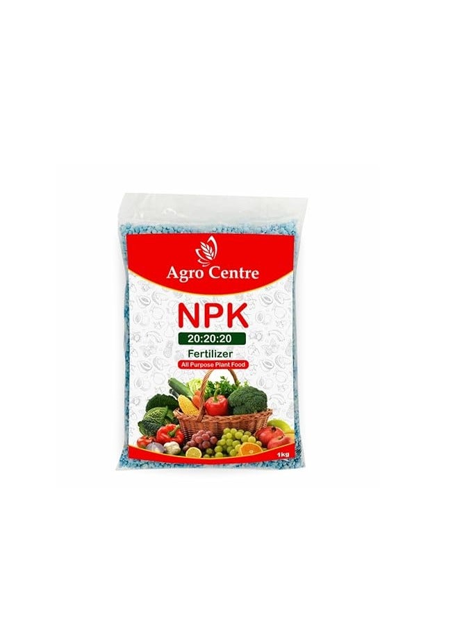 Generic Agro centre Foliar NPK (20-20-20+TE) Water Soluble Fertilizer Vegetable & Fruits Stimulant & Plant Growth Booster 1kg 