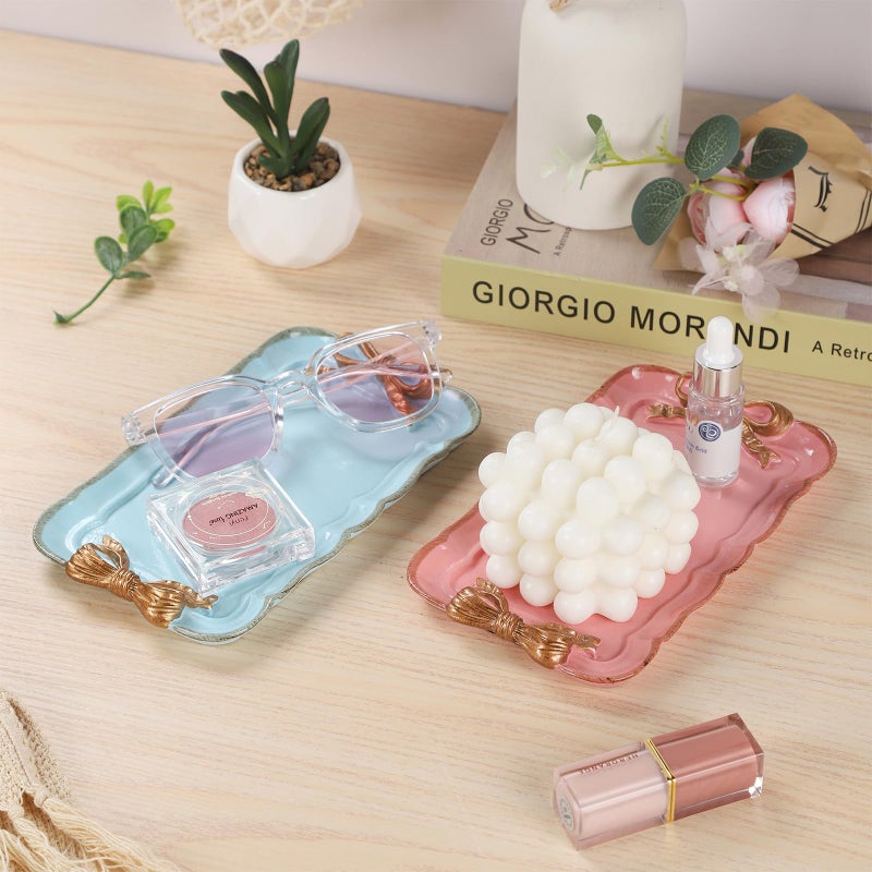 IBWell Resin Aesthetic Room DÃ©cor Pink Jewelry Tray Cute Home Decor Aesthetic Trays for Decor Girly Room DÃ©cor - Image 5