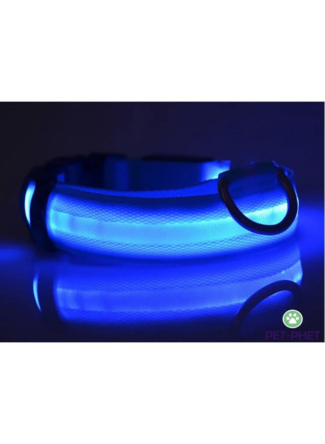 PET-PHET LED Dog Collar – Night Safety, Night Walk, Camping and HICKING - Glow in The Dark - 3 Light Modes - Great Battery Life - X-Small Blue - Image 2