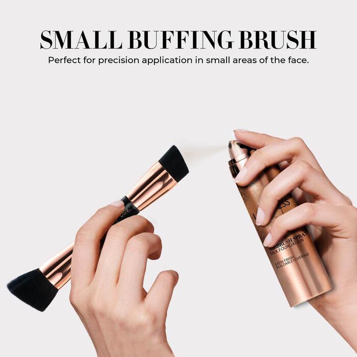 LUMINESS Silk Airbrush Spray Foundation & Buffing Brush Kit â€“ Full Coverage Foundation & Dual-Sided Buffing Brush - Buildable Coverage, Anti-Aging Formula Hydrates & Moisturizes (Shade - Medium) - Image 5