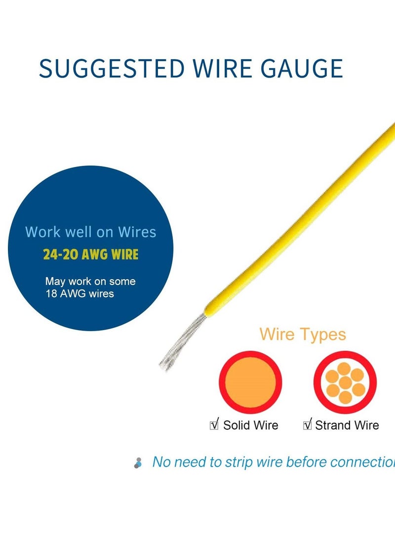 Excefore Low Voltage Wire Connectors, Wire Tap 20-24 Gauge Wire Connectors Splicer, I Type 2 Pins - 16 Pack - Image 2