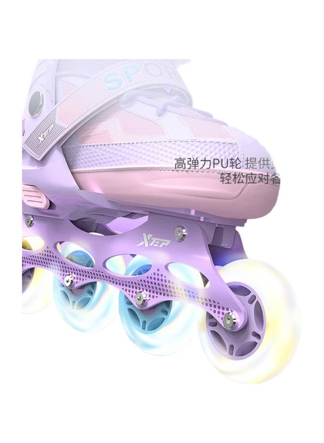 XTEP Roller Skates For Children, Full Flashing Inline Skates, Boys And Girls Ice Skates For Beginners [Essential For Primary And Secondary School Roller Skating Courses] - Image 1