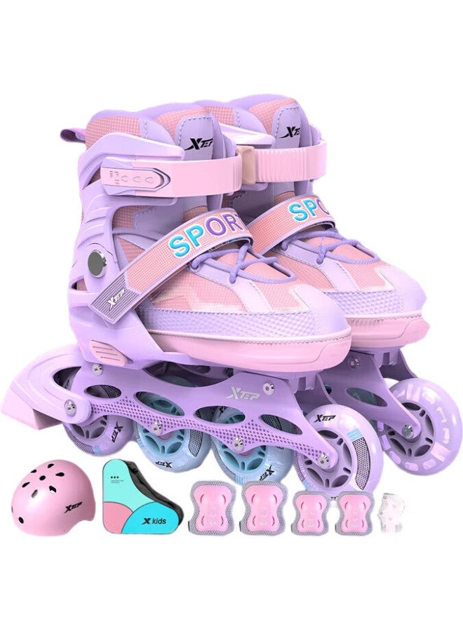 XTEP Roller Skates For Children, Full Flashing Inline Skates, Boys And Girls Ice Skates For Beginners [Essential For Primary And Secondary School Roller Skating Courses] - Image 3
