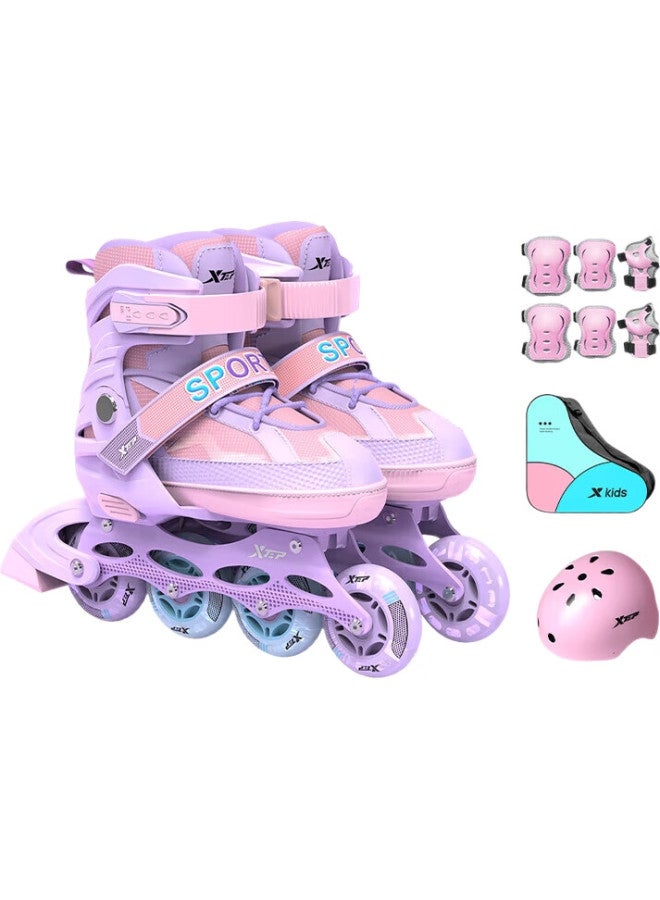 XTEP Roller Skates For Children, Full Flashing Inline Skates, Boys And Girls Ice Skates For Beginners [Essential For Primary And Secondary School Roller Skating Courses] - Image 2