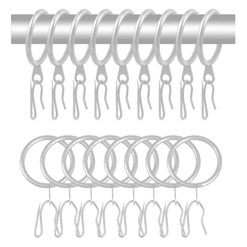 60 Pcs Metal Drapery Curtain Rings  Hooks 30 mm Internal Diameter Matt Silver