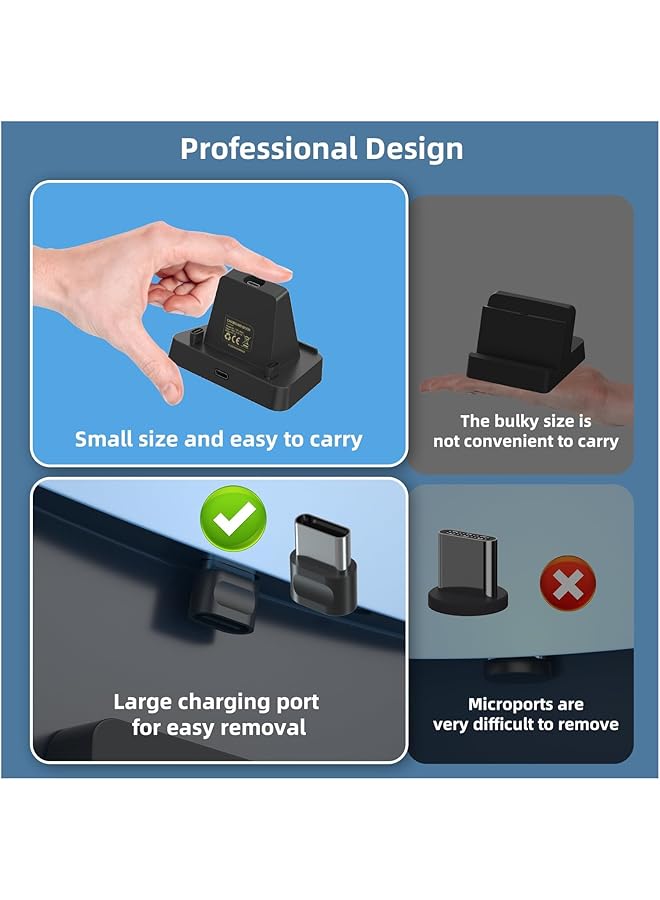 NALACAL قاعدة شحن بلاي ستيشن بورتال - محول مزدوج من النوع C وكابل USB C متضمن - حامل شاحن وحامل قاعدة لملحقات وحدة تحكم بلاي ستيشن بورتال - أسود - Image 3