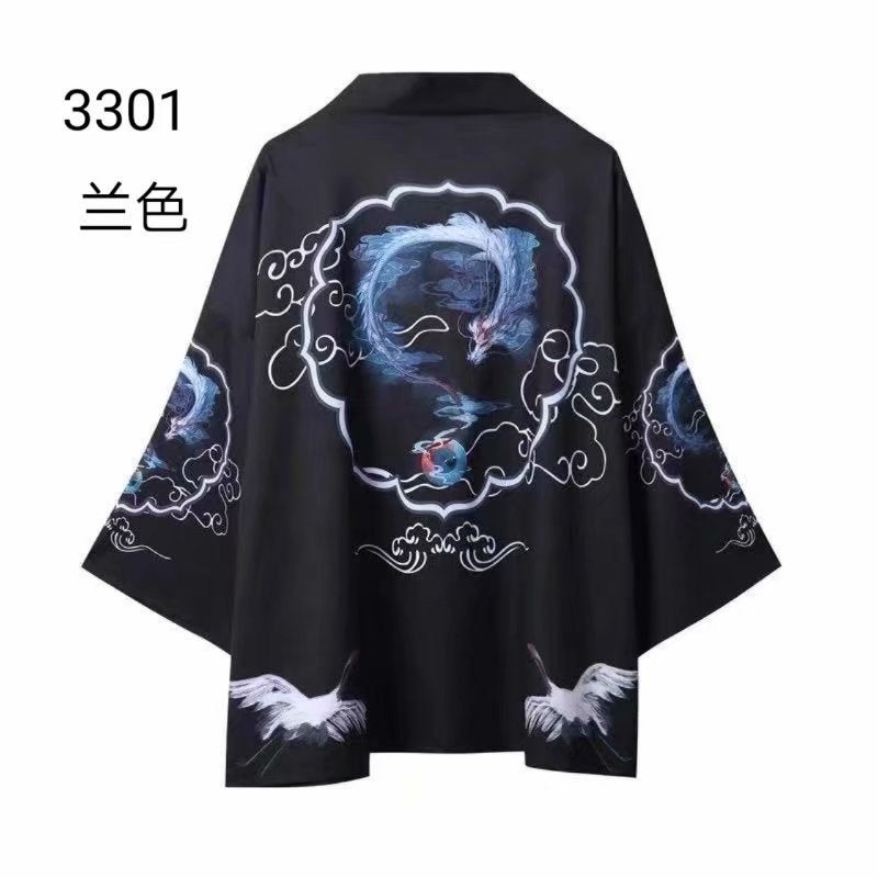 2019 New 3D Taoist Robe Taoist Clothing Wind Fairy Clothing Black Dragon Printed Cardigan For Men And Women Tang Suit Stage Performance Coat - Image 4