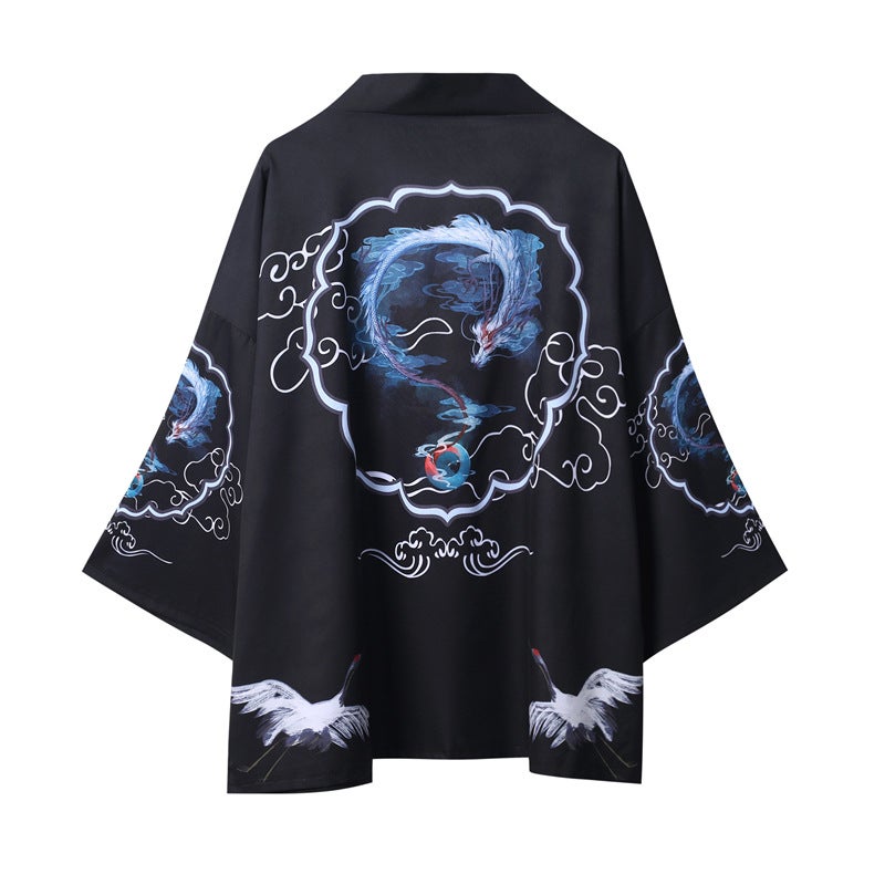 2019 New 3D Taoist Robe Taoist Clothing Wind Fairy Clothing Black Dragon Printed Cardigan For Men And Women Tang Suit Stage Performance Coat - Image 2