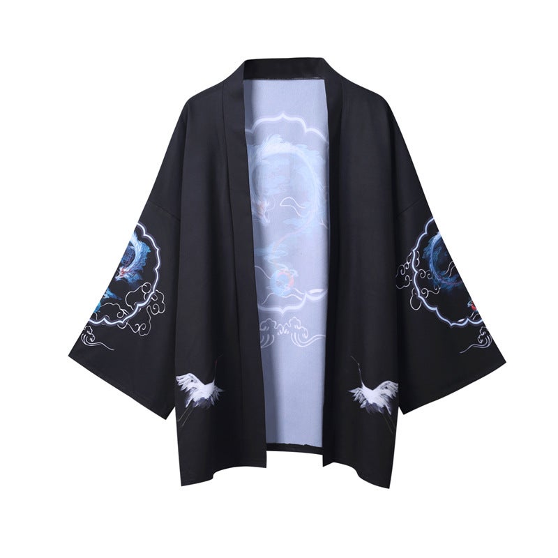 2019 New 3D Taoist Robe Taoist Clothing Wind Fairy Clothing Black Dragon Printed Cardigan For Men And Women Tang Suit Stage Performance Coat - Image 5