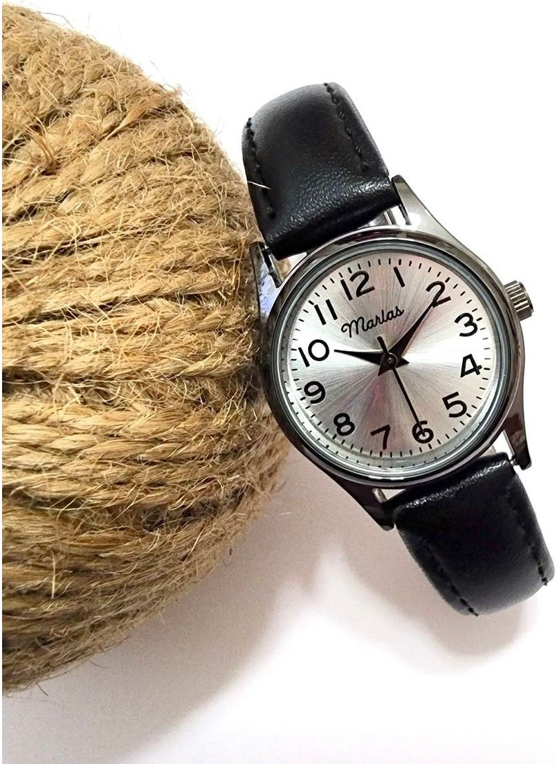 Tekno Trust Retro Women's Wristwatch, Vintage Design, Classic Design, Black Case, Minimal Design, Strap  - Image 1
