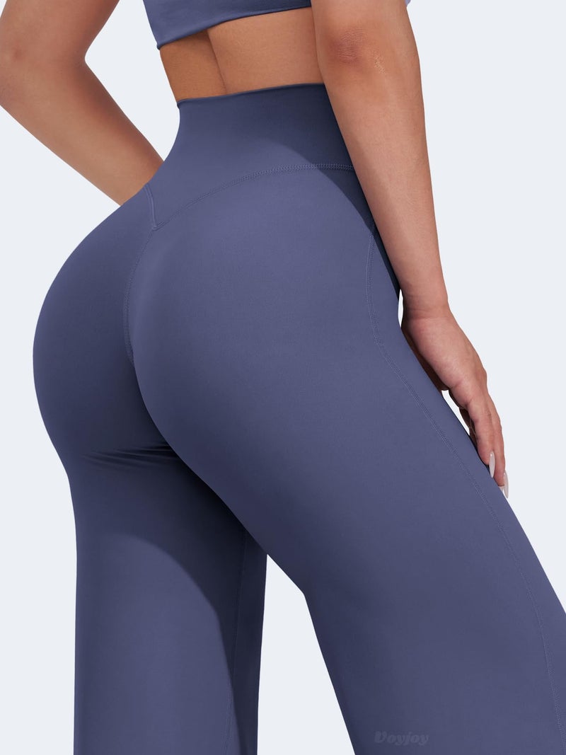 VOYJOY Straight Leggings Bottoms Wide Leg Pants for Women 29"/ 31.5"/33"/35" High Waist Stretch Casual Sweatpants Deep Cobalt - Image 3