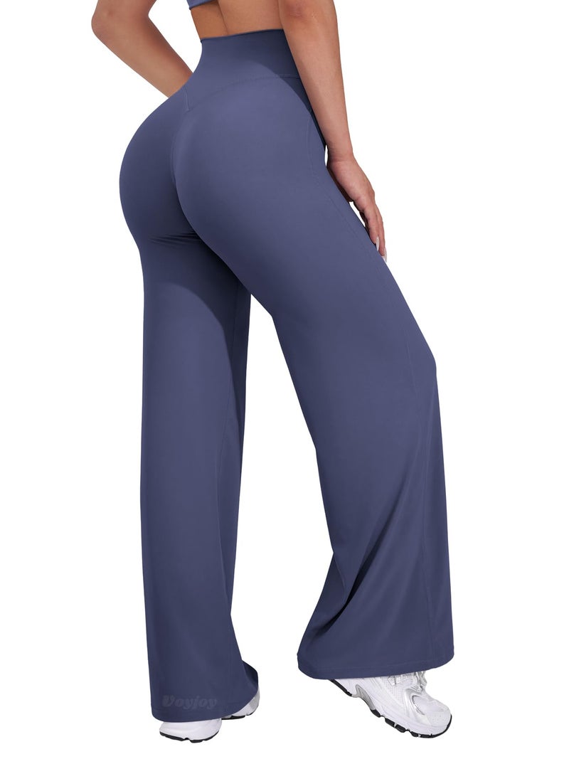 VOYJOY Straight Leggings Bottoms Wide Leg Pants for Women 29"/ 31.5"/33"/35" High Waist Stretch Casual Sweatpants Deep Cobalt - Image 1