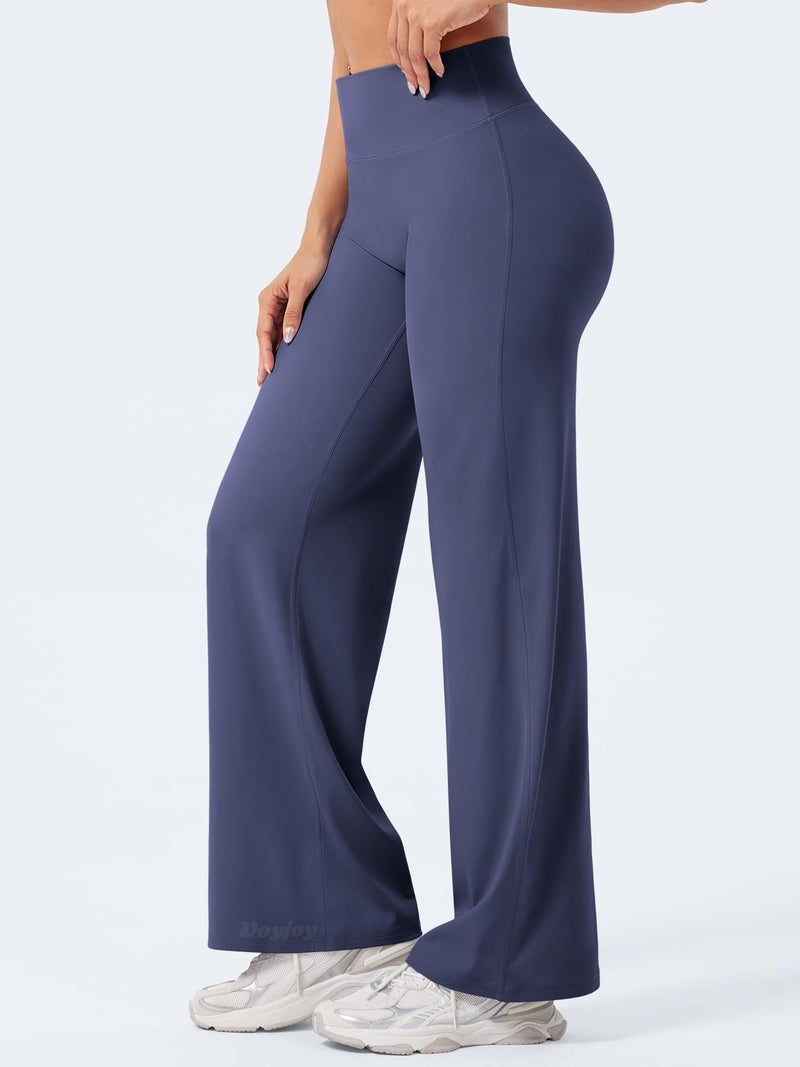 VOYJOY Straight Leggings Bottoms Wide Leg Pants for Women 29"/ 31.5"/33"/35" High Waist Stretch Casual Sweatpants Deep Cobalt - Image 4