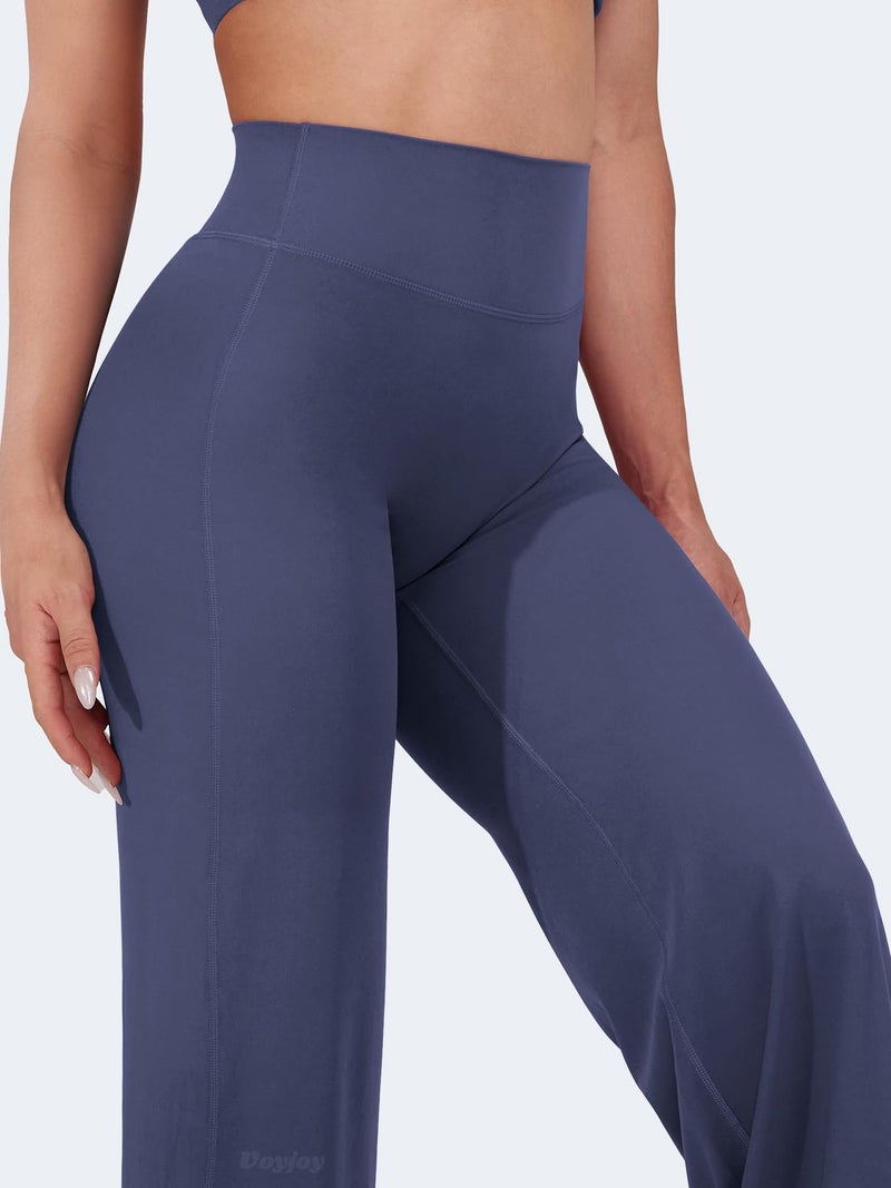 VOYJOY Straight Leggings Bottoms Wide Leg Pants for Women 29"/ 31.5"/33"/35" High Waist Stretch Casual Sweatpants Deep Cobalt - Image 2