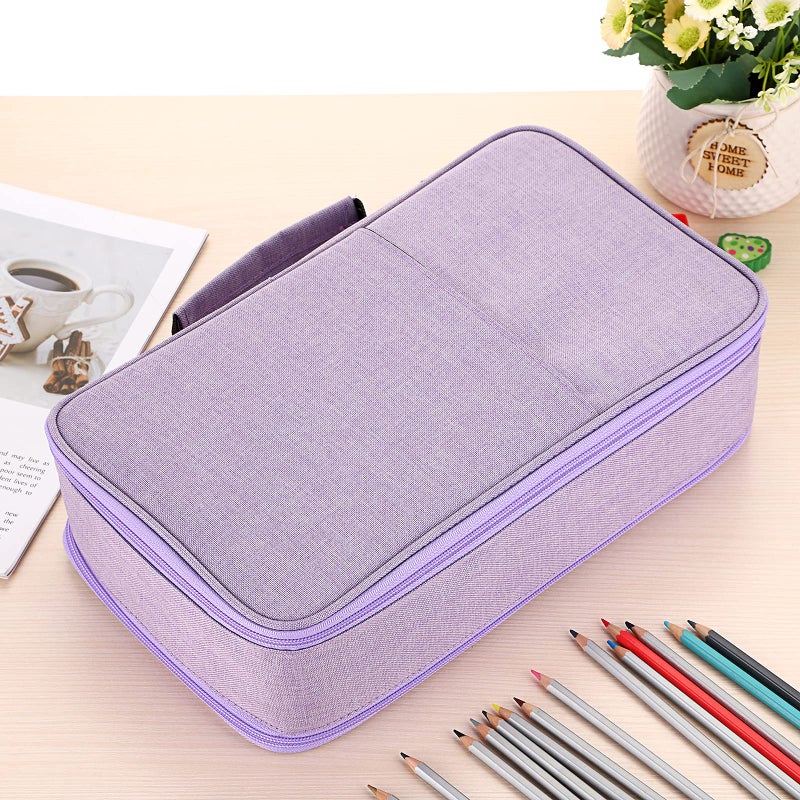 BTSKY Colored Pencil Case 360 Slots Pen Pencil Bag Organizer High Capacity Pens Holder with Double Zippers Multilayer Holder for Crayola Colored Pencils Watercolor Pens & Gel Pens Purple - Image 3