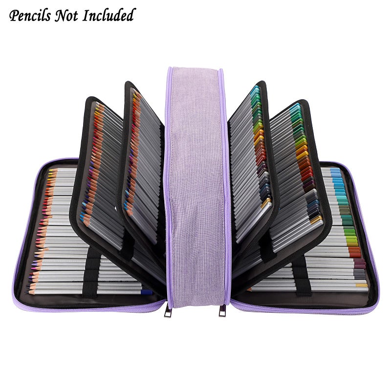 BTSKY Colored Pencil Case 360 Slots Pen Pencil Bag Organizer High Capacity Pens Holder with Double Zippers Multilayer Holder for Crayola Colored Pencils Watercolor Pens & Gel Pens Purple - Image 2