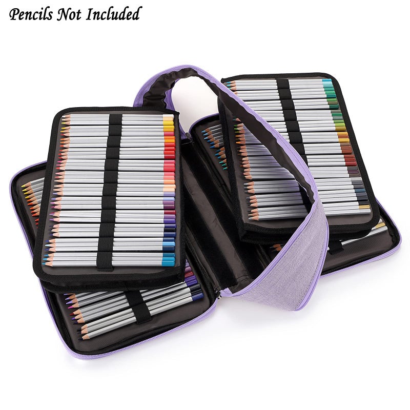 BTSKY Colored Pencil Case 360 Slots Pen Pencil Bag Organizer High Capacity Pens Holder with Double Zippers Multilayer Holder for Crayola Colored Pencils Watercolor Pens & Gel Pens Purple - Image 5