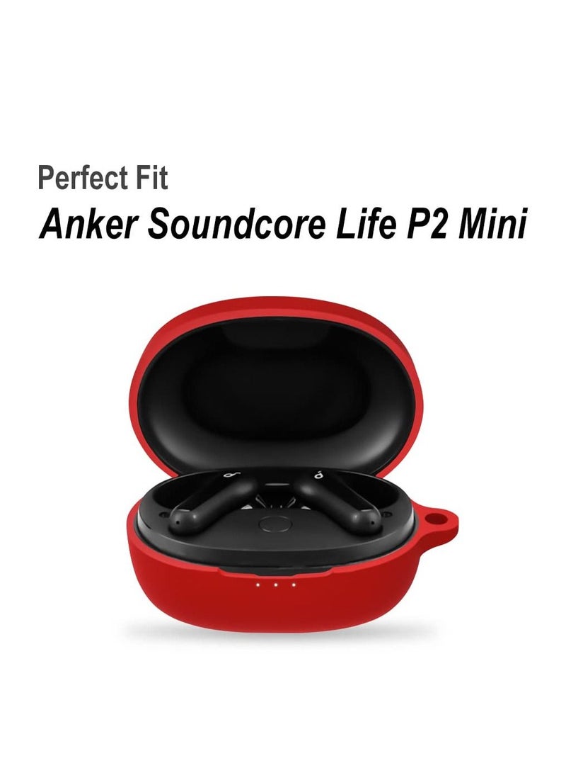 سيليكون حقيبة متوافق مع أنكر SoundCore الحياة P2 ميني المحمولة المضادة للخدش كم صدمة ، مع هوك الدائري ( الأحمر ) - Image 3
