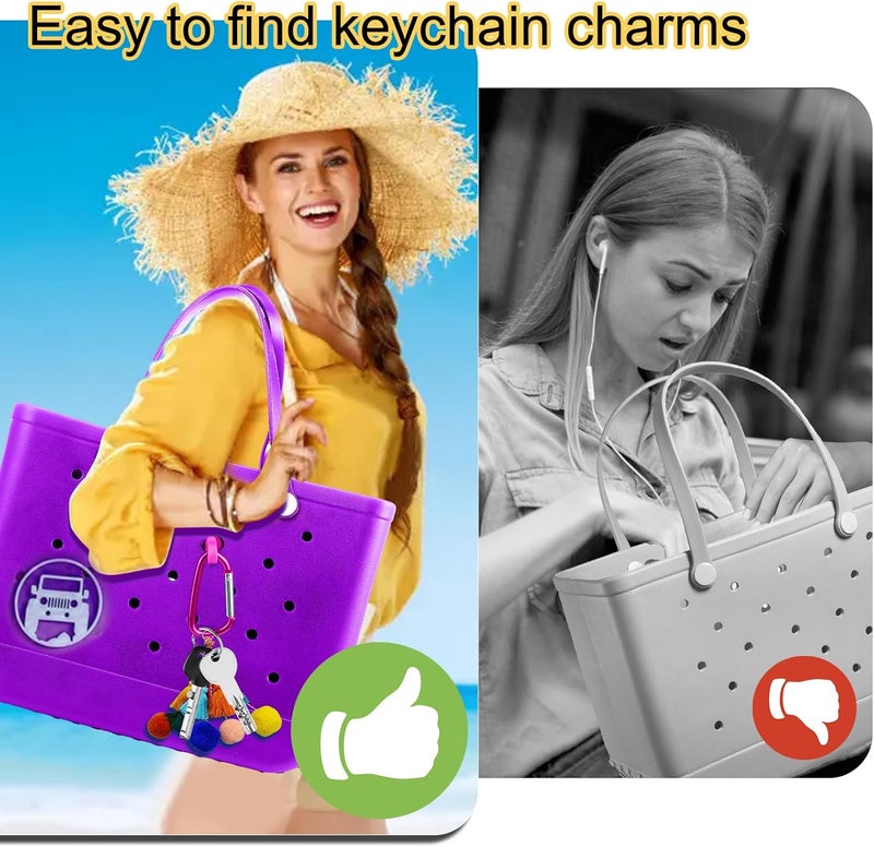 Mity Rain Key Holder for Bogg Bag, Accessories for Bogg Bags Original X Large, Insert Charm Carabiner Keychain for Beach Bag - Image 2