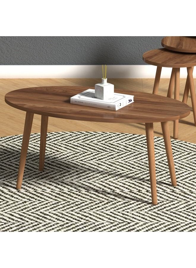 Home Canvas - Home Canvas Elips Made In Turkey Modern Coffee Table Centre Table For Living Room, Easy Assembly Wood Legs - Image 1