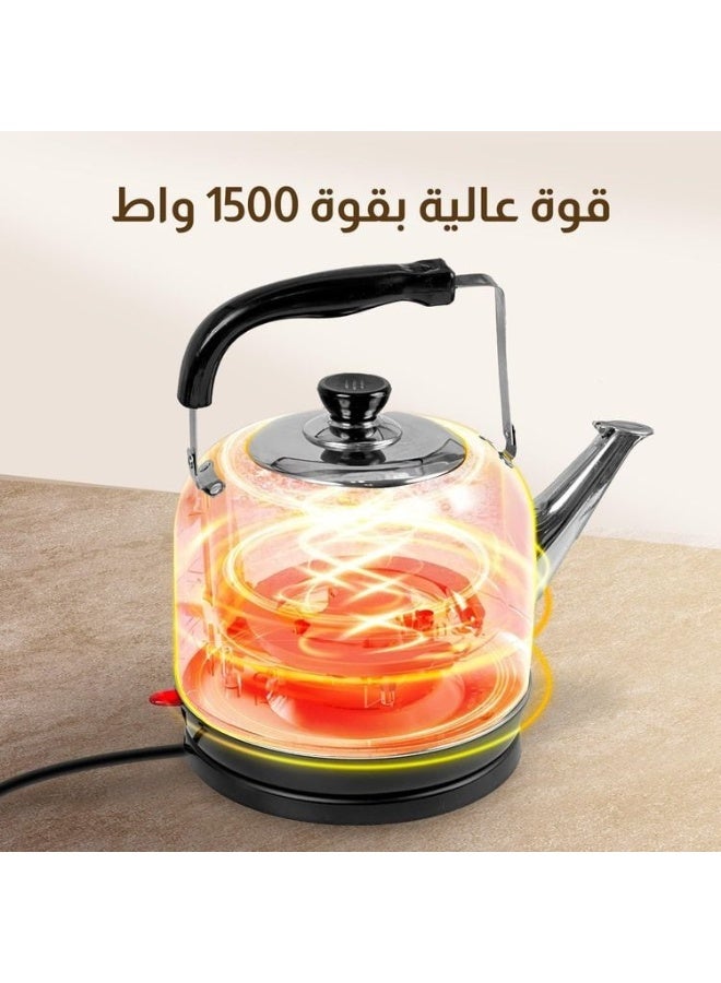 Fordeal Fordeal Essential 5L Electric Kettle for Home and Office, 1500W Fast Boil Stainless Steel Water Boiler, Auto Shut-Off Hot Water Dispenser, Large Capacity Tea Kettle, Portable Cordless Electric Jug, Kitchen Appliance for Coffee, Tea, Milk, Instant Noodles, Silver - Image 3