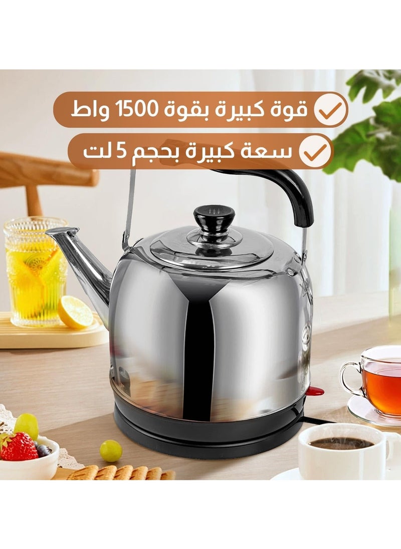 فورديل گھر کے باورچی خانے کے لیے Fordeal ضروری 5L بڑی صلاحیت، تیز حرارت، اعلیٰ جمالیاتی سٹینلیس سٹیل الیکٹرک کیتلی  - Image 2