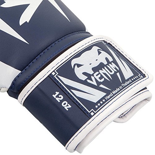 Venum Elite Boxing Gloves - White/Navy Blue - Image 3