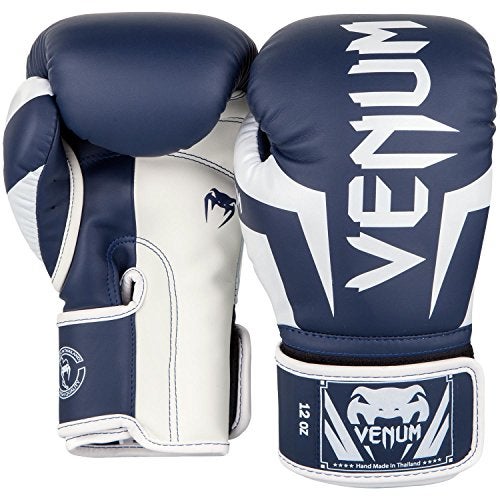 Venum Elite Boxing Gloves - White/Navy Blue - Image 2