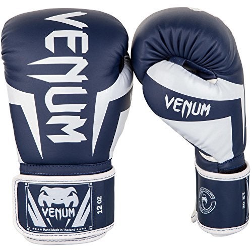 Venum Elite Boxing Gloves - White/Navy Blue - Image 1