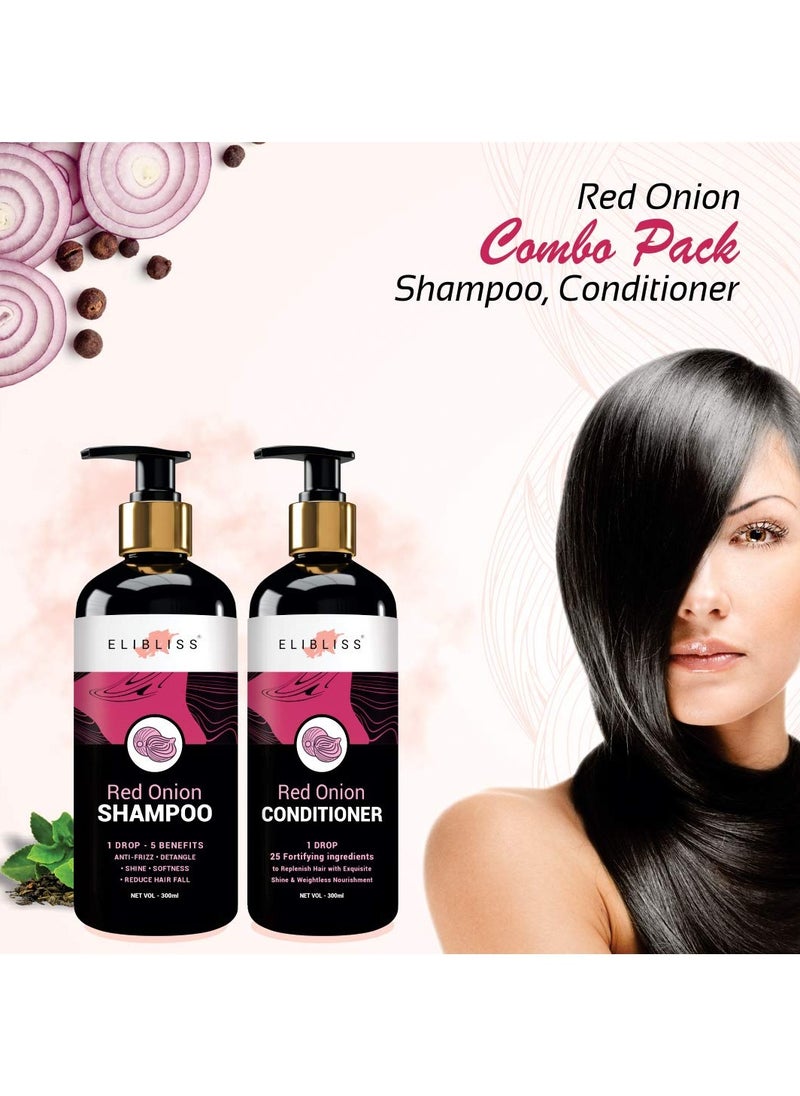 ELIBLISS ELIBLISS Red onion Shampoo 300ML And Conditioner 300ML for Hair Growth Hair Fall Control  - Image 4