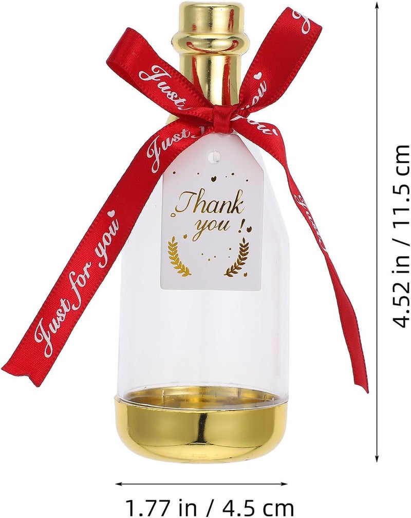 12pcs Bottle Shaped Candy Boxes Acrylic Mini Favor Containers with Burgundy Ribbon for Wedding, Bridal Shower, Birthday Party Favors - Image 2