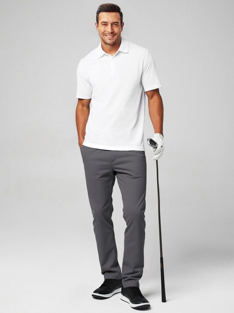 JMIERR Men's Stretch Chino Pants Business Casual Essentials Elastic Waist Classic Fit Tapered Cotton Twill Work Athletic Golf Dress Trousers, M, Dark Grey - Image 5