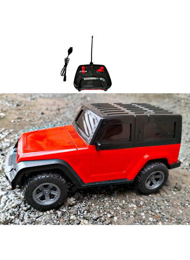 RUHANI Remote Control Thar Car || with Led Lights and Song Toy Car USB Rechargable Off Road Vehicle Toy Cars for Kids Best Birthday Gift (Red) - Image 1