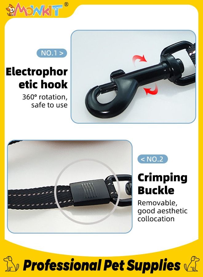 أم أو دبليو كيت مقود للكلاب قابل للسحب أوتوماتيكيًا بطول 16 قدمًا مع خيوط عاكسة للغاية مقود للكلاب يعمل بزر واحد مع موزع وحزمة واحدة من أكياس البراز للتكاثر المتوسط ​​والكبير حتى 110 رطل أبيض - Image 4