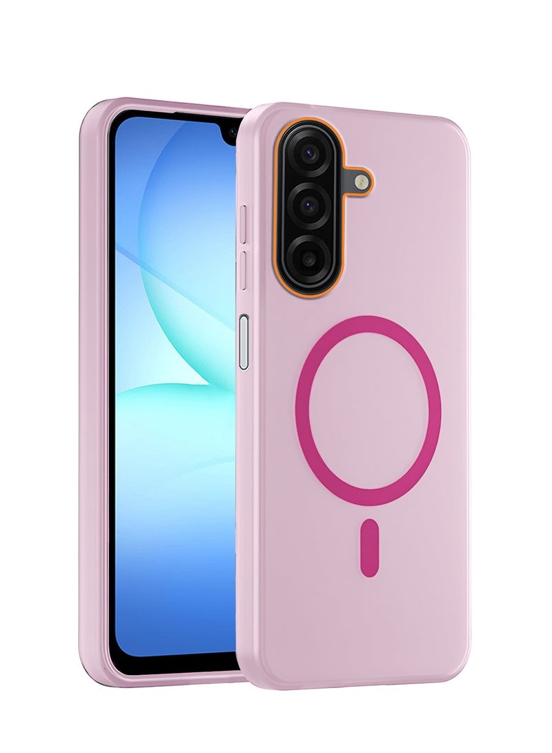 دبليو تيك غطاء حالة سامسونج جالاكسي A17 5G 2025 هجين شفاف ماجسيف مع شحن مغناطيسي وتفاصيل كاميرا مرتفعة بمظهر أنيق (MCMPMN) - وردي فاتح - Image 1