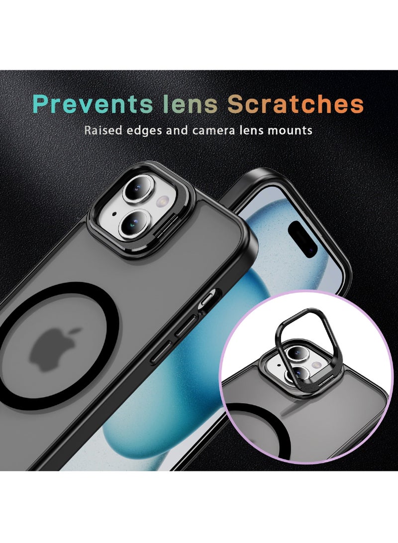 روك بو مناسبة ل iPhone 15 بالإضافة إلى حالة الهاتف متوافق مع Magsafe العسكرية الصف حالة واقية مع المدمج في حالة Stash Stand الهاتف الخليوي حالة الصفر الغطاء الخلفي سلسلة الكلاسيكية - Image 4